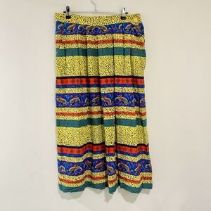 Chaus Vintage Midi Skirt Paisley Maximalism Bright Multicolor 90s Boho